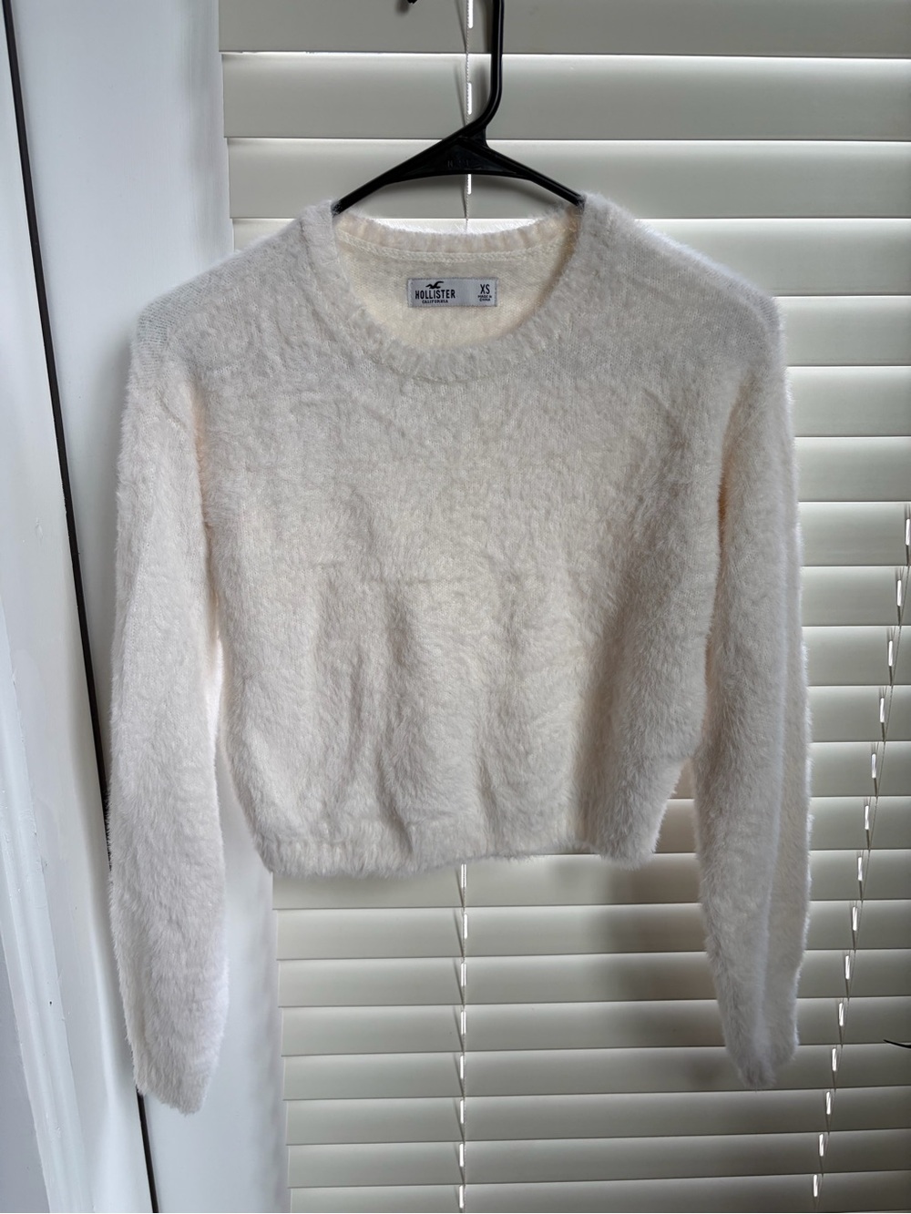 Hollister Cream Fuzzy Crewneck Pullover